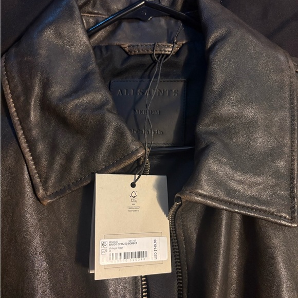ALL SAINTS Marco Oversized Leather Bomber Jacket — VINTAGE BLACK - Picture 5 of 7